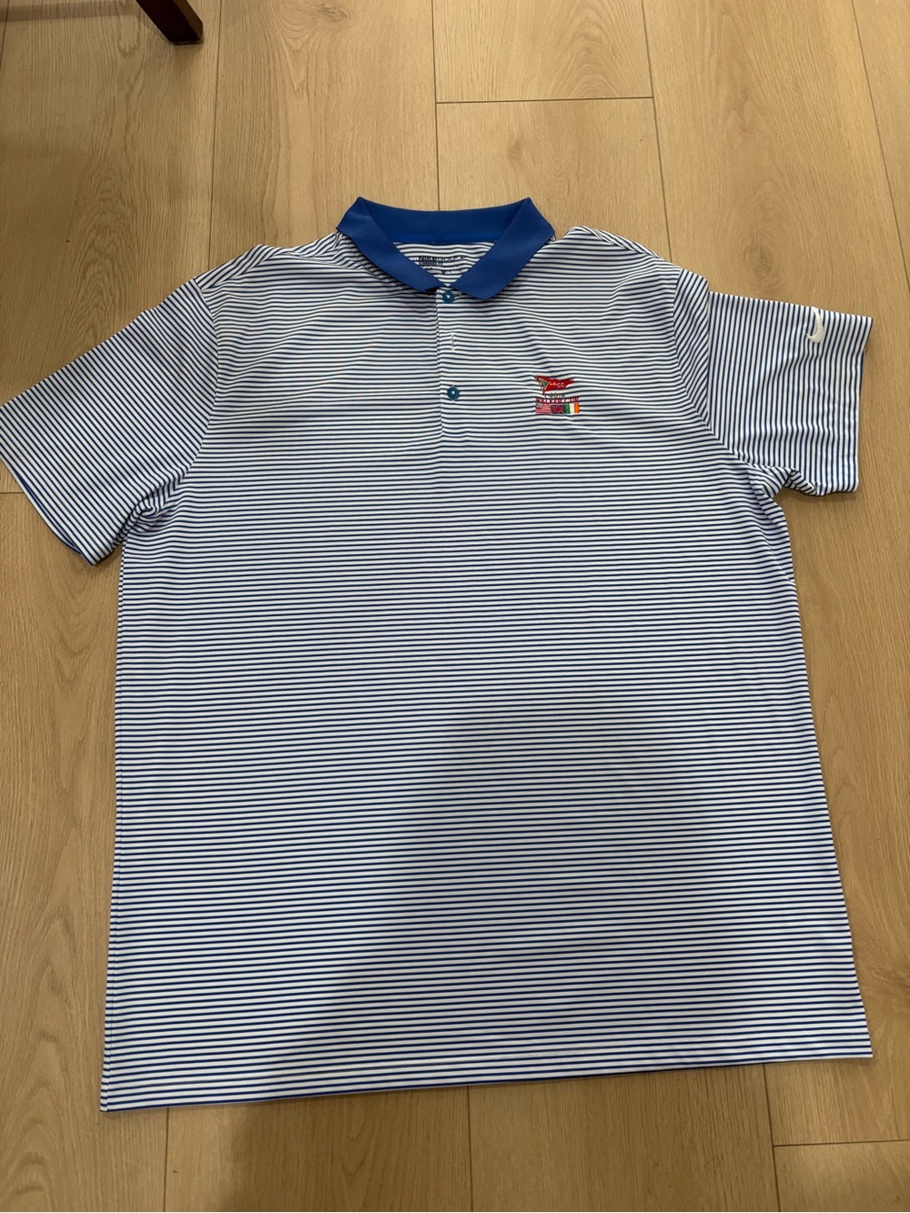 Nike Golf LACC Men's White and Blue Striped Polo